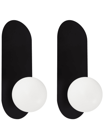 Beliani 2er-Set Wandleuchten LEISI in Schwarz/Weiß