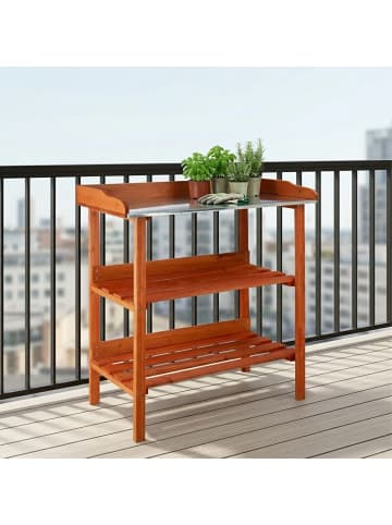 relaxdays Pflanztisch in Orange - (B)91,8 x (H)87,5 x(T)41,5 cm