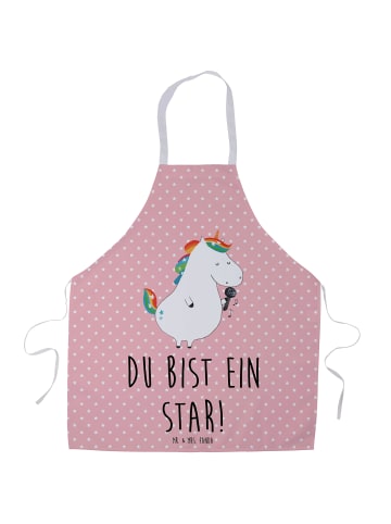 Mr. & Mrs. Panda Schürze Einhorn Sänger mit Spruch in Rot Pastell