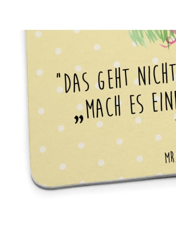 Mr. & Mrs. Panda Tassenuntersetzer Schwein Glück mit Spruch in Gelb Pastell