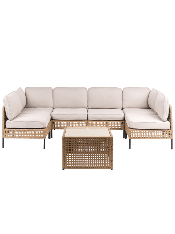 Beliani 7-tlg Lounge Set OMEGANA in Beige/Schwarz