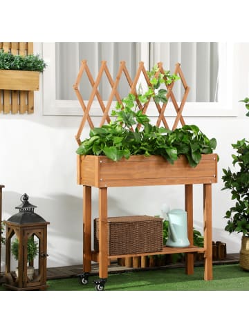 Outsunny Hochbeet in Braun 79L x 29B x 130H cm