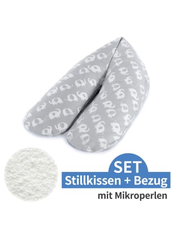 Theraline Stillkissen Das Komfort mit Mikroperlen-Füllung inkl. in grau,motiv