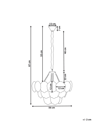 Beliani Kronleuchter BIGOTE in Messing/Transparent - (W) 56 x (H) 87 x (L) 56 cm