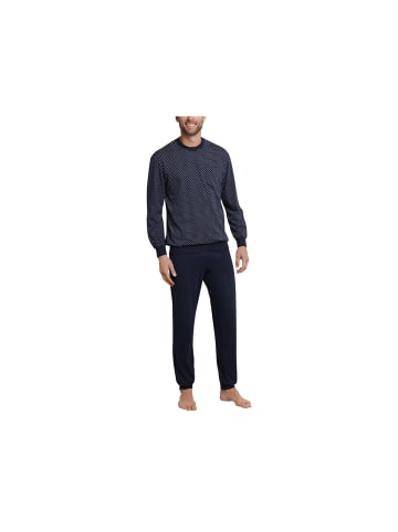 Schiesser Pyjama lang für Herren in blau in blau