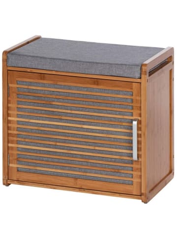 Wenko Bahari Schuhfach mit Kissen aus Bambus in Braun, (B) 50 x (H) 45 x (L) 33 cm