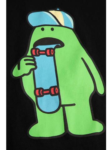 MOKIDA Baumwoll-T-Shirt mit kurzen Ärmeln in schwarz