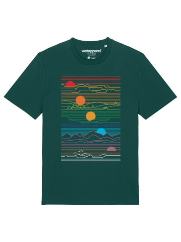 wat? Apparel T-Shirt Sun And Moon in Dunkelgrün