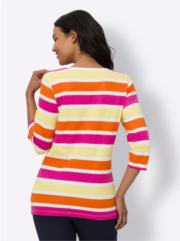 Sieh an! 3/4-Arm-Shirt in ecru-fuchsia-geringelt
