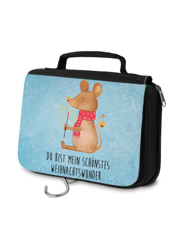 Mr. & Mrs. Panda Schminktasche Maus Weihnachten mit Spruch in Eisblau