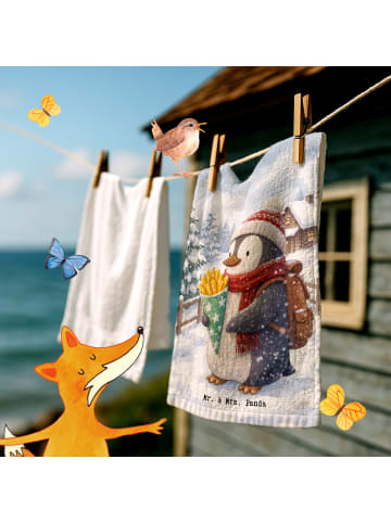 Mr. & Mrs. Panda Handtuch Pinguin Winter Pommes Design ohne Spruch in Weiß