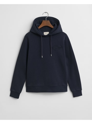 Gant Tonal Shield Hoodie in Evening Blue