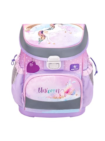 Belmil 4tlg-Set: Schulranzen Rainbow Unicorn  in lila – (H)36 x (B) 28 x (T) 17 cm