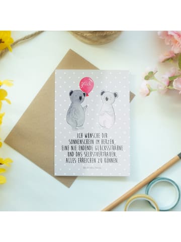 Mr. & Mrs. Panda Glückwunschkarte Koala Luftballon mit Spruch in Grau Pastell