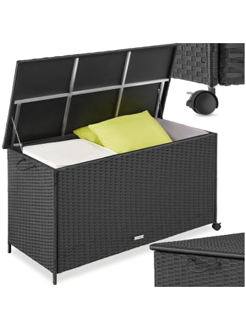 tectake Aluminium Auflagenbox mit Rattangeflecht, 116 x 54 x 64 cm