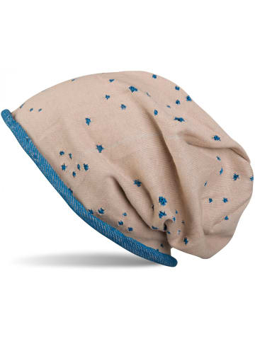 styleBREAKER Beanie Mütze in Beige-Blau