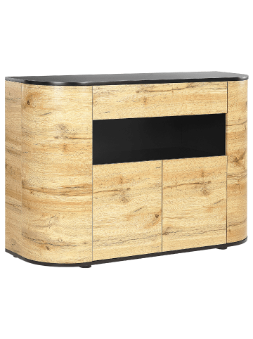 Beliani Sideboard JEROME in Schwarz/Braun - (W) 120 x (H) 83 x (L) 40 cm