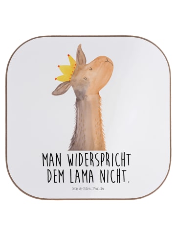 Mr. & Mrs. Panda Tassenuntersetzer Lamakopf König mit Spruch in Weiß