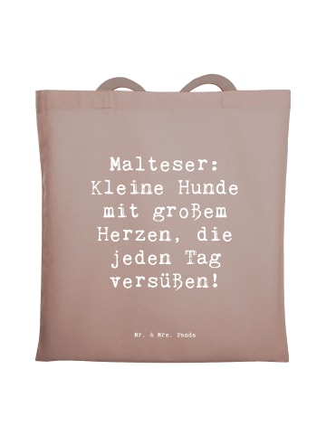 Mr. & Mrs. Panda Shopping Tasche Spruch Malteser Herz mit Spruch in Braun Pastell