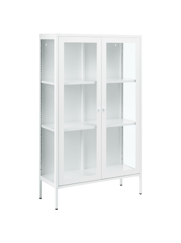 Beliani Vitrine NASH in Weiß - (W) 90 x (H) 150 x (L) 35 cm