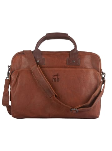 mh michael heinen Leather Bag, Leder Aktentasche, Messenger-Bag, Laptoptasche in Tan & Dark Brown