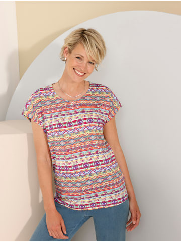 Sieh an! Rundhals-Shirt in zitrone-lila-bedruckt
