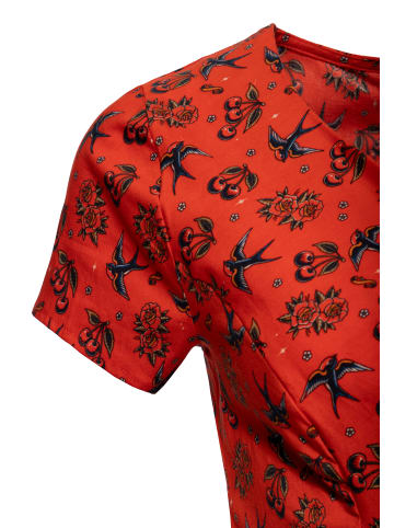 Queen Kerosin Queen Kerosin Etuikleid Cherries & Roses in rot