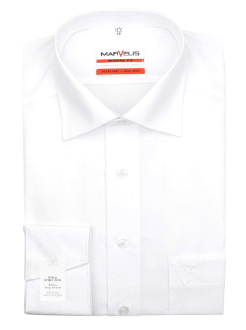 MARVELIS Modern Fit Businesshemd in weiß