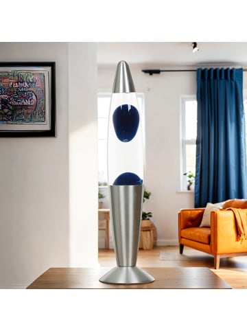 Licht-Erlebnisse Lavalampe EEK G Ø 8.6 x (H)36 cm in Silber Blau KlarSilber Blau Klar