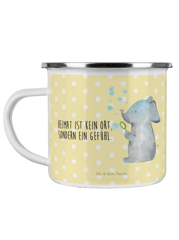 Mr. & Mrs. Panda Camping Emaille Tasse Elefant Seifenblasen mit ... in Gelb Pastell