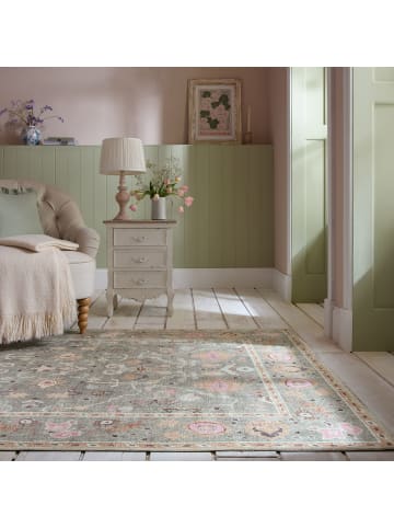 KADIMA DESIGN Waschbarer Teppich Floral Muster, Orientalisch, Wohnzimmer in Multicolor-Rosa