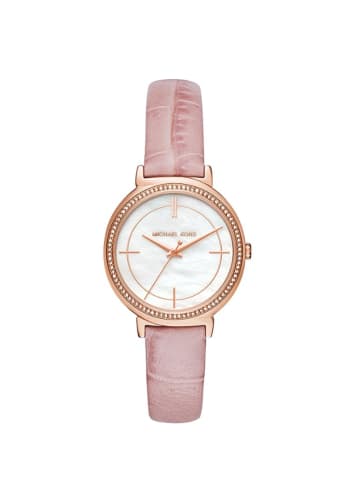 Michael Kors Cinthia Uhr roségold rosa Lederarmband