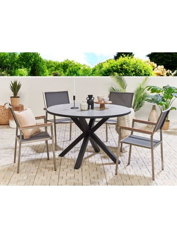 Beliani Runder Tisch MALETTO in Grau/Schwarz - (W) 120 x (H) 75.5 x (L) 120 cm