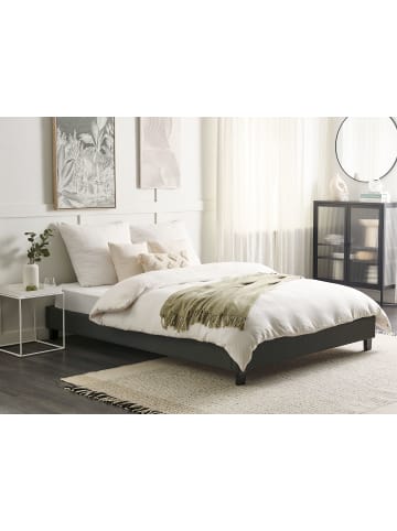Beliani Doppelbett ROANNE in Grau/Dunkler Holzfarbton - (W) 169 x (H) 29 x (L) 211 cm
