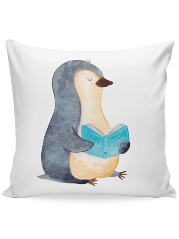 Mr. & Mrs. Panda Kopfkissen Pinguin Buch ohne Spruch in Weiß