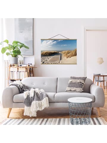 WALLART Stoffbild mit Posterleisten - Ostsee Strand in Creme-Beige