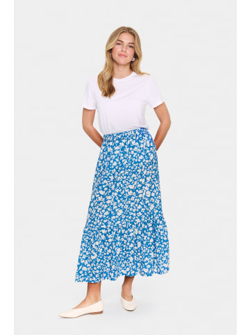 SAINT TROPEZ Rock SaimaSZ Gerade Passform in Palace Blue Flower Leaf