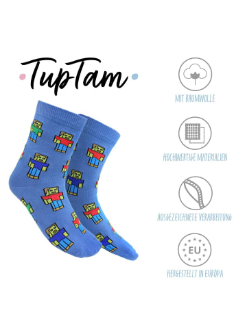 TupTam Kinder Socken Mädchen Jungen Bunt Gemustert 6er Pack in blau/rot