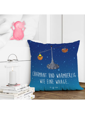 Mr. & Mrs. Panda kuschelkissen 40x40 Sternzeichen Waage mit Spruch in Sternenhimmel Blau