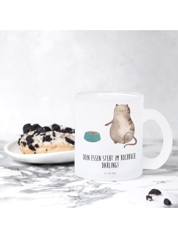 Mr. & Mrs. Panda Trinkglas Katze Fressen mit Spruch in Transparent