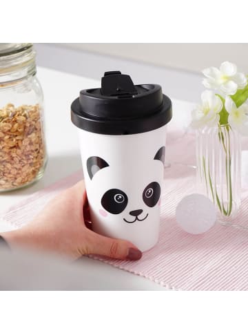 Geda Labels Coffee to go Becher Panda Gesicht in Weiß - 400 ml