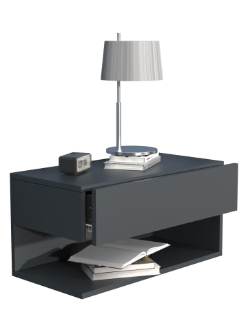VCM Wandschublade Wand Hänge Nachttisch Usal XL 60cm in Anthrazit