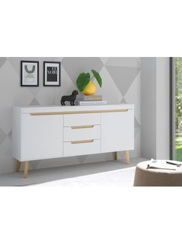 Furn.Design Sideboard weiß matt, Eiche, skandinavisch 160 cm, Kommode mit Soft-Close