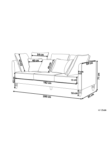 Beliani 3-Sitzer Sofa FENSTAD in Grau/Braun - (W) 200 x (H) 97 x (L) 95 cm