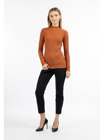 DreiMaster Klassik Strick Pullover Turtleneck in Rostbraun