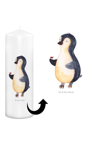 Mr. & Mrs. Panda Wachskerze Pinguin Marienkäfer ohne Spruch in Weiß