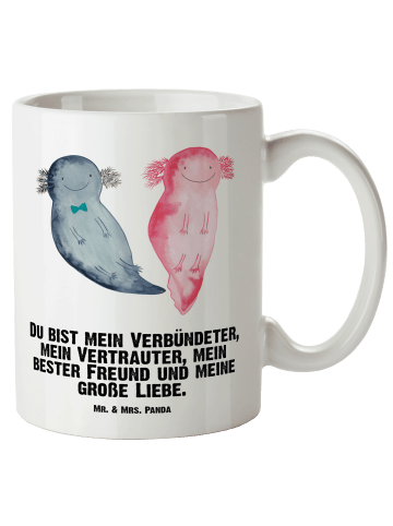 Mr. & Mrs. Panda Becher Axolotl Freundin mit Spruch in Weiß