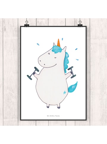 Mr. & Mrs. Panda Poster Einhorn Fitness ohne Spruch in Weiß