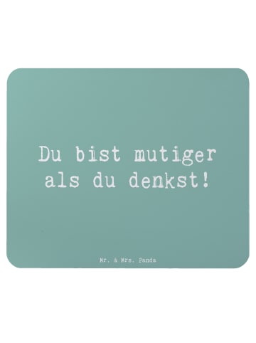Mr. & Mrs. Panda Mousepad Spruch Alleine schlafen lernen Mutiger... in Meeresbrise