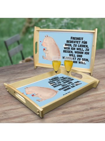 Mr. & Mrs. Panda sofatablett Bär Marienkäfer mit Spruch in Blau Pastell